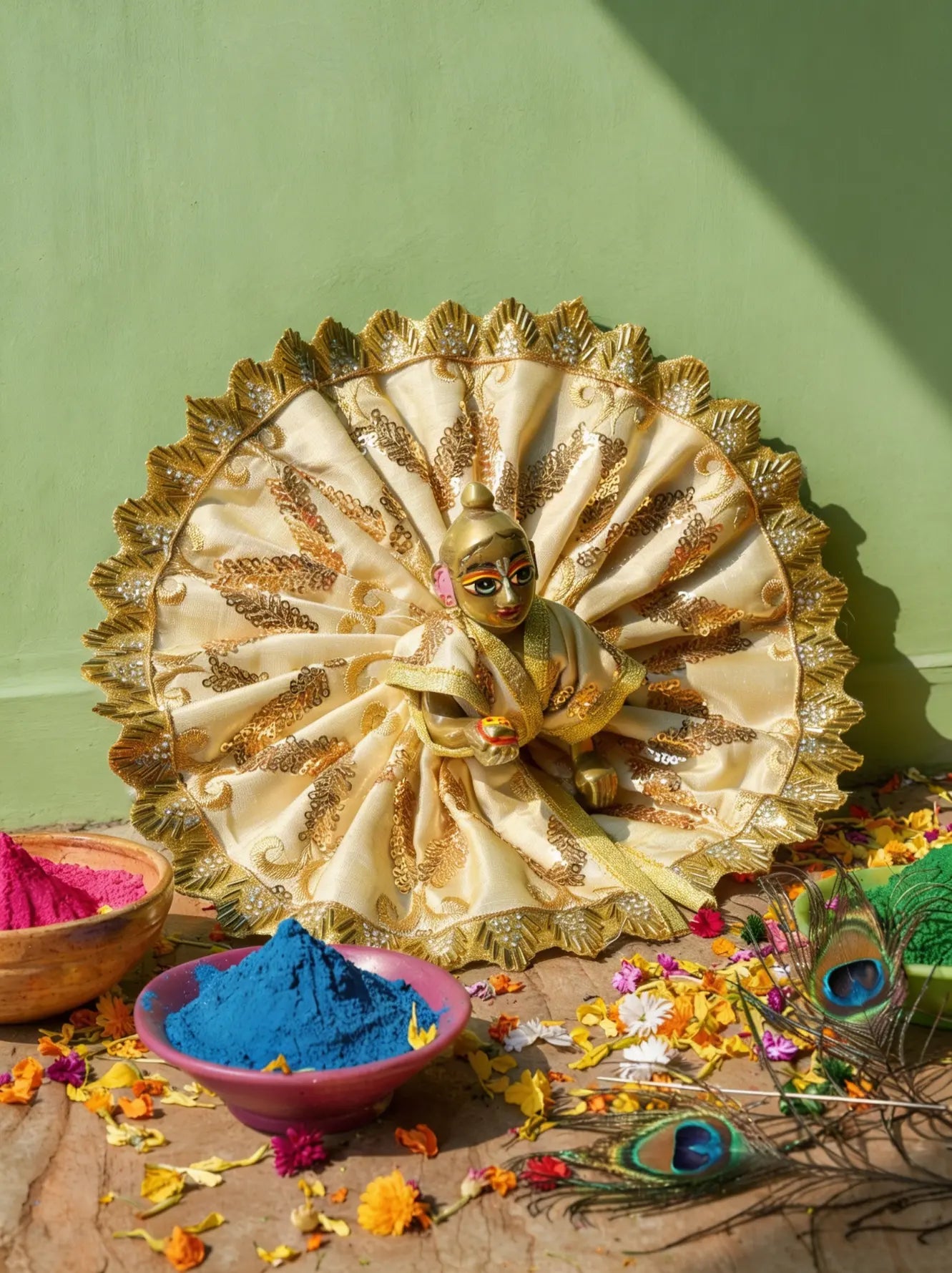 Divya Swarn Leher Kanha Ji Ki Poshak Dress