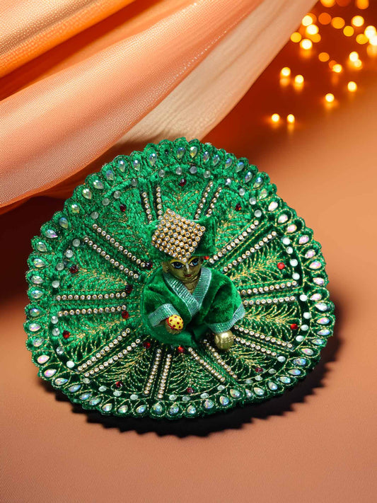 Anandotsav green dresses laddu gopal thakurji kanha ji bal om poshak for mathura online best Janmashtami dress