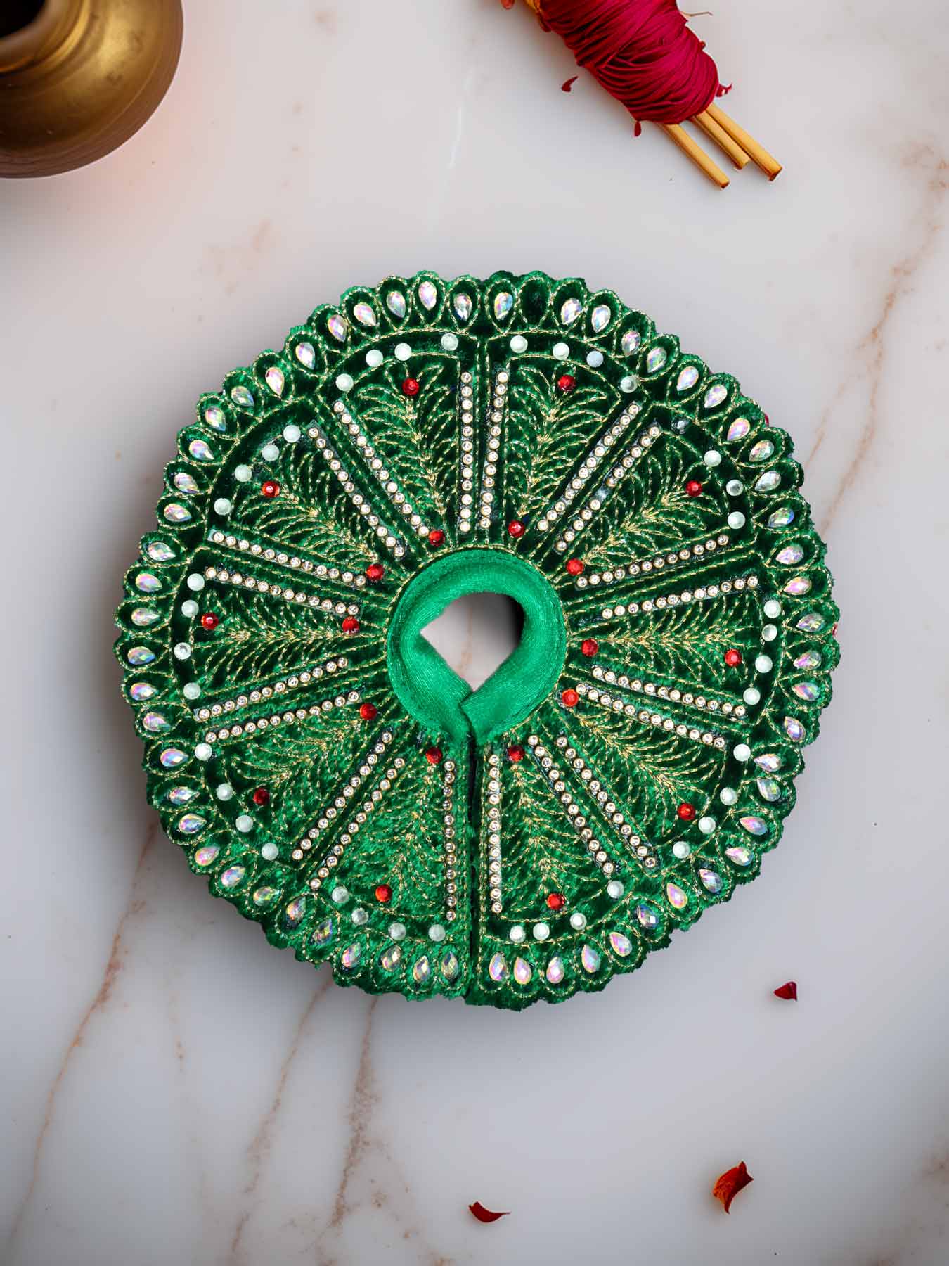 Anandotsav green dresses laddu gopal thakurji kanha ji bal om poshak for mathura online best Janmashtami dress