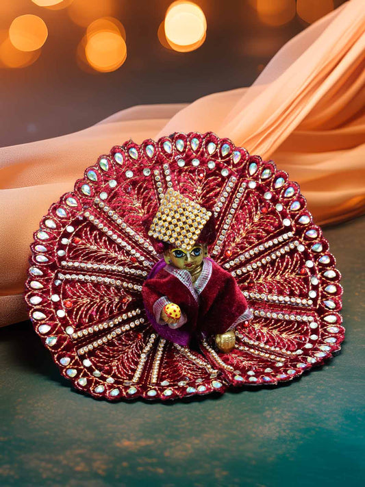 Anandotsav mahroon dresses laddu gopal thakurji kanha ji bal om poshak for mathura online best Janmashtami dress