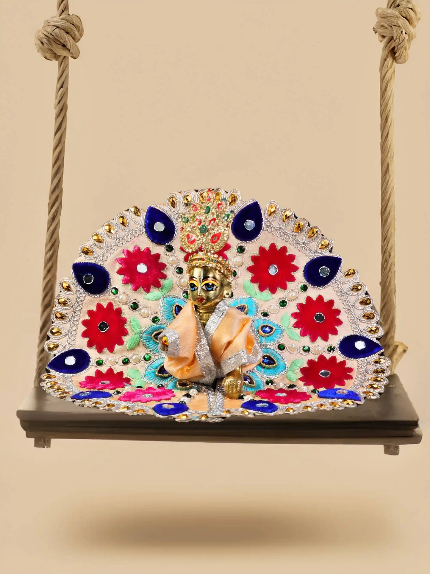 Blossom Royale beige laddu gopal bal thakur ji kanha poshak dress om poshak