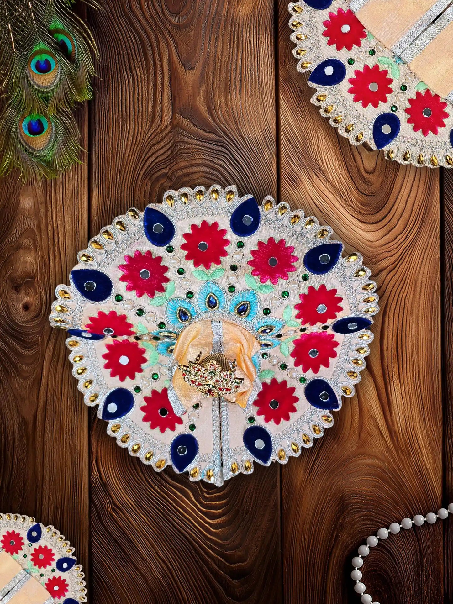 Blossom Royale beige laddu gopal bal thakur ji kanha poshak dress om poshak