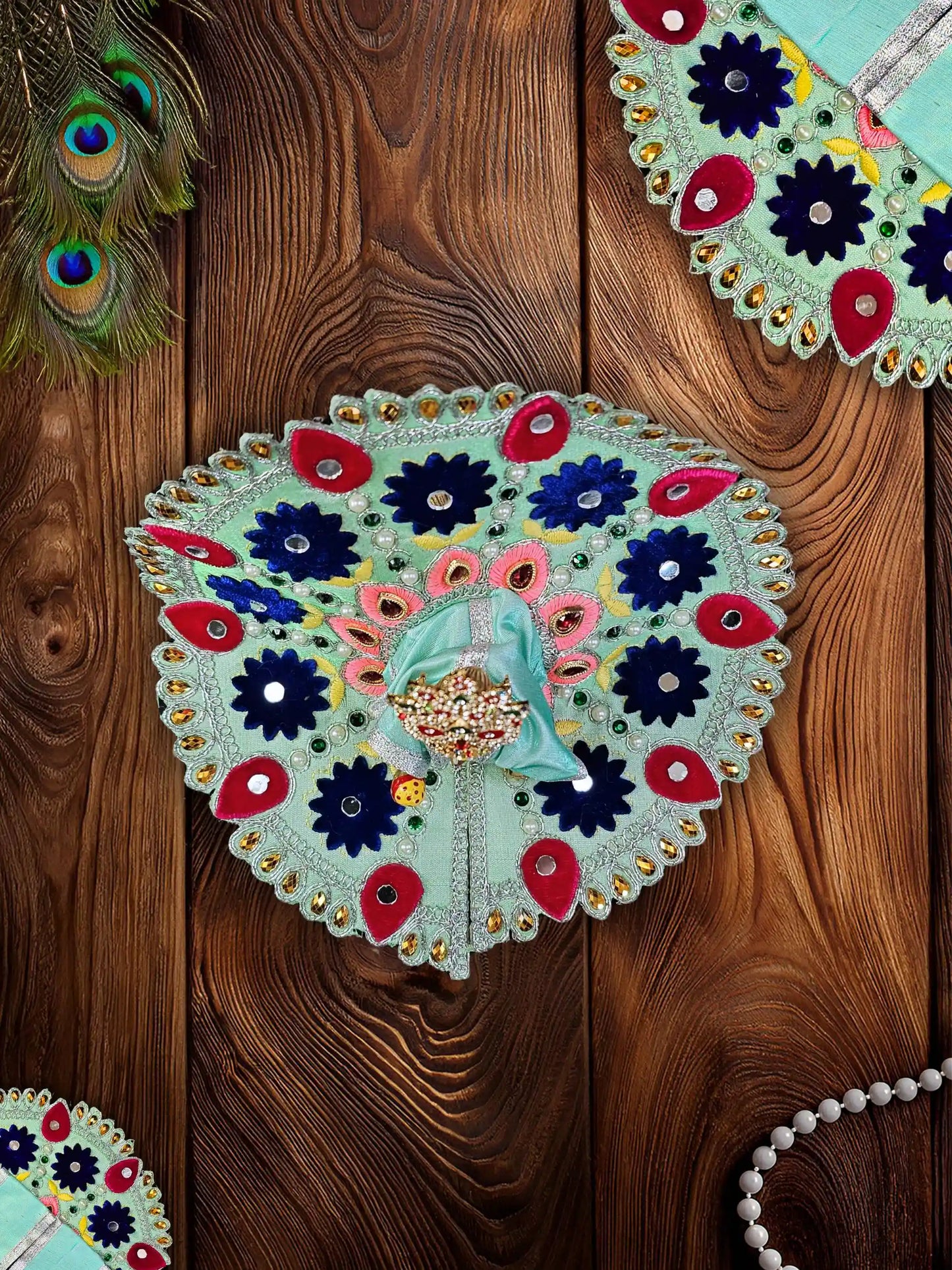 Blossom Royale green laddu gopal bal thakur ji kanha poshak dress om poshak