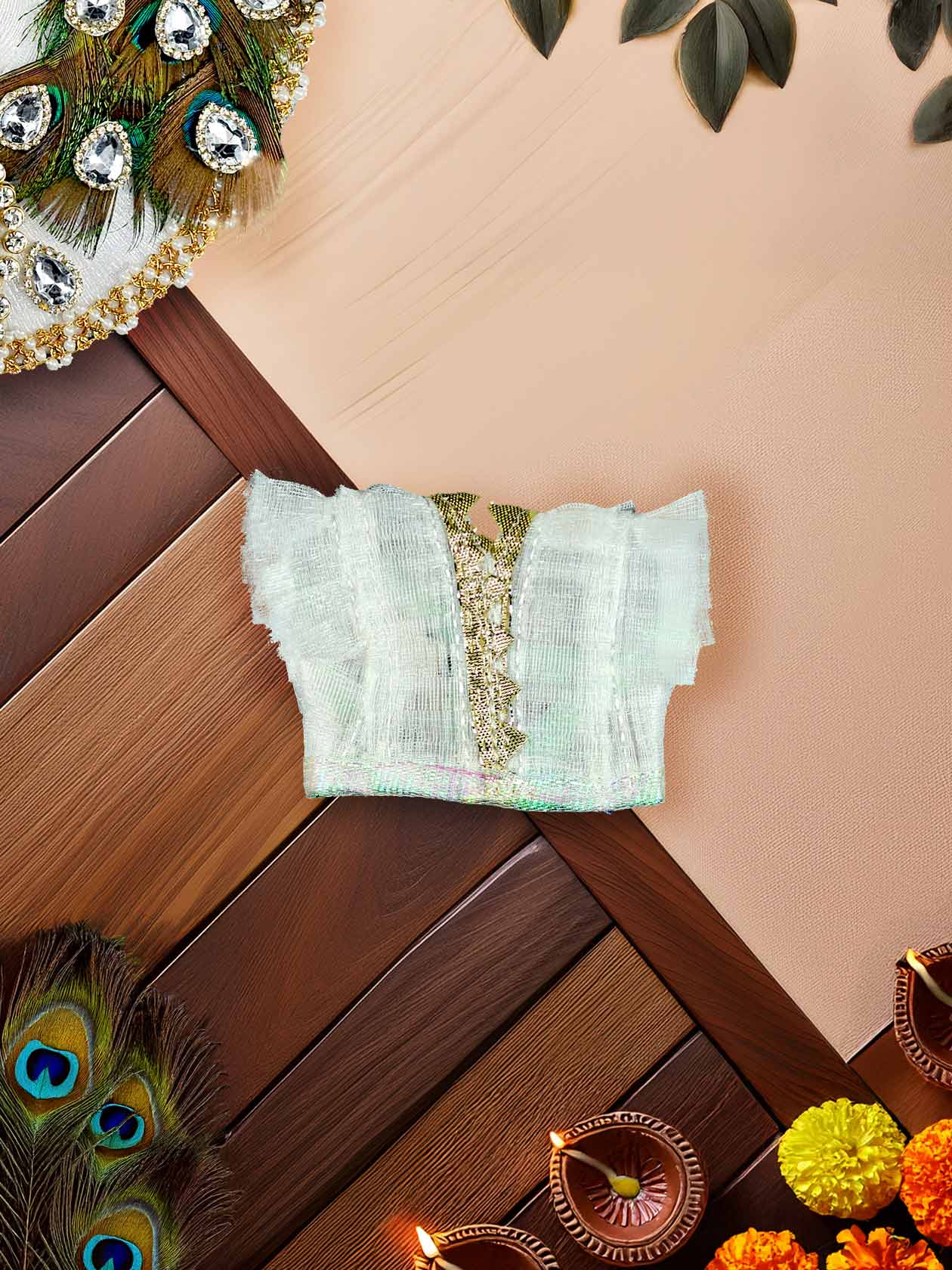 Chandrika Peacock dresses laddu gopal thakurji kanha ji bal om poshak mathura online best Janmashtami for dress