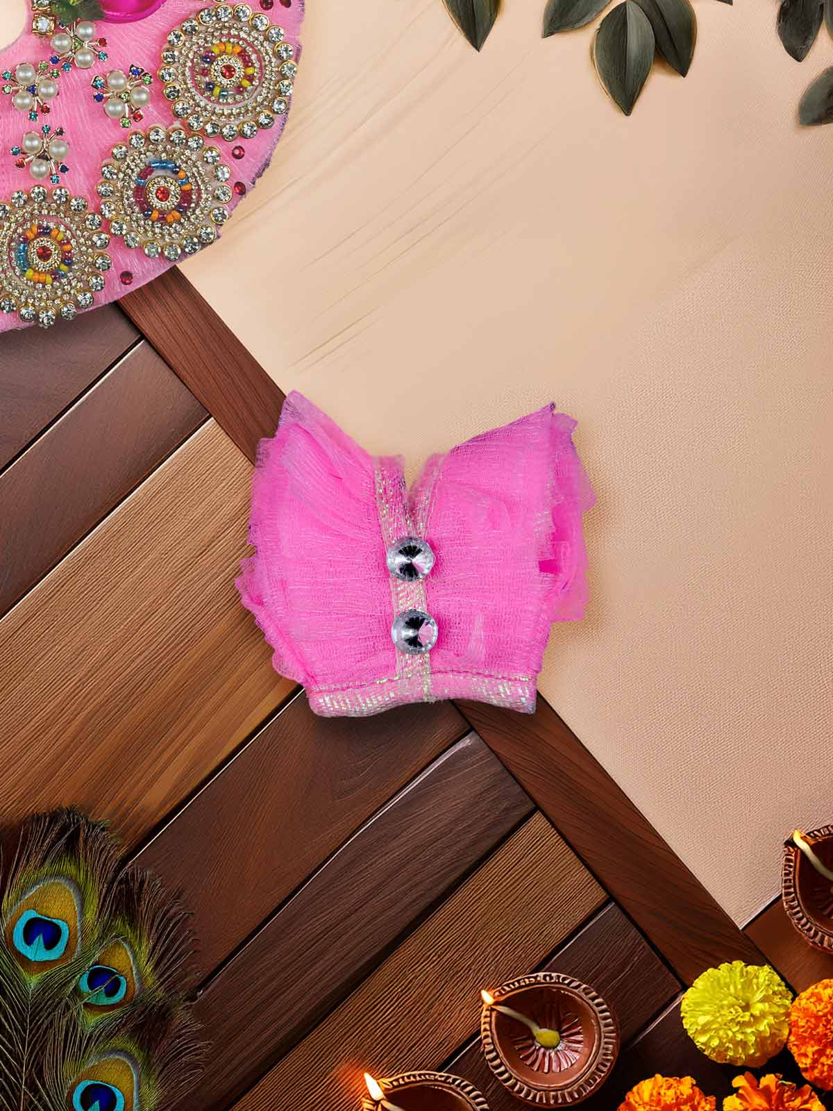 Gulabi Ratan Heavy dress laddu gopal thakurji kanha ji bal om poshak mathura online best