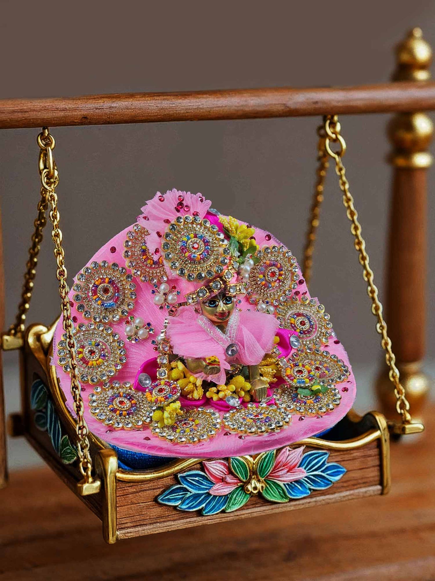 Gulabi Ratan Heavy dress laddu gopal thakurji kanha ji bal om poshak mathura online best
