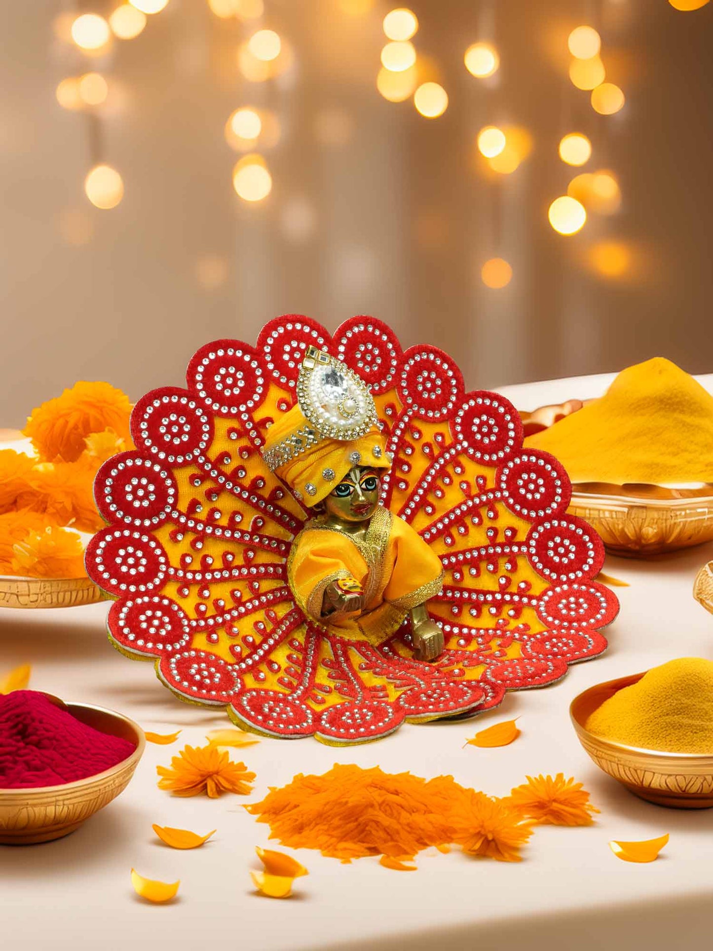Kanakavalli yellow red dresses laddu gopal dress thakurji kanha ji bal om poshak mathura online best Janmashtami diwali