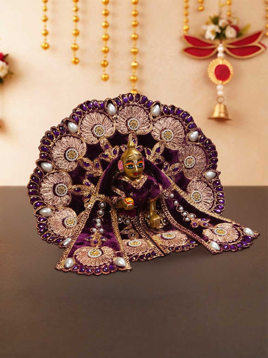 Rajsi velvet Purple wedding winter sherwani Diwali Janmashtami dress ladoo dresses laddu gopal dress thakurji kanha ji bal om poshak mathura online best mandir wholesaler manufacturer