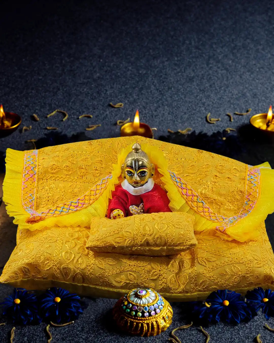 Sone Ki Seva Bistar Set dress ladoo dresses laddu gopal thakurji kanha ji bal om poshak mathura online best