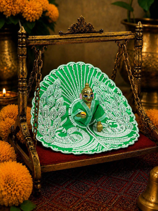Vilasini mayur Laddu Gopal Dresses Online in India Winter Dress for Poshak Thakurji Kanha Ji Accessories Dhoti Kurta Set Pajama Aasan Janmashtami Special Summer Shringar Fancy Jacket Premium Festival Bistar Combo om poshak kanha thakurji bal lala lalla ladoo