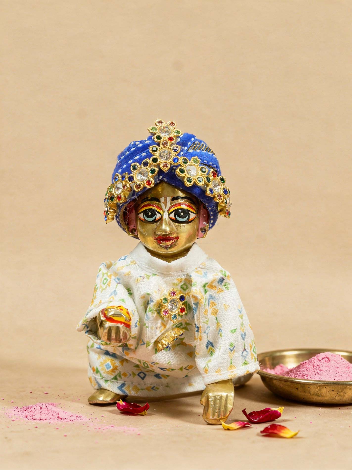 braj style blue holi pagdi shringar Diwali Janmashtami dress ladoo dresses laddu gopal dress thakurji kanha ji bal om poshak mathura online best mandir wholesaler manufacturer