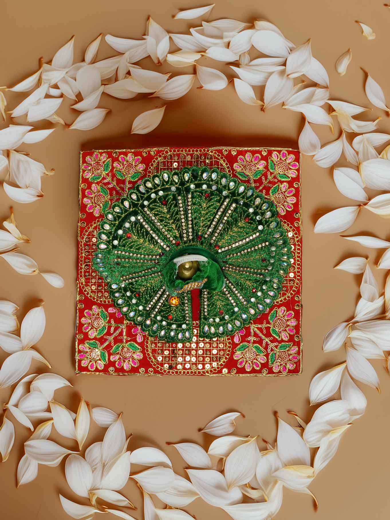 Pushpanjali Red Aasan For Kanha Ji