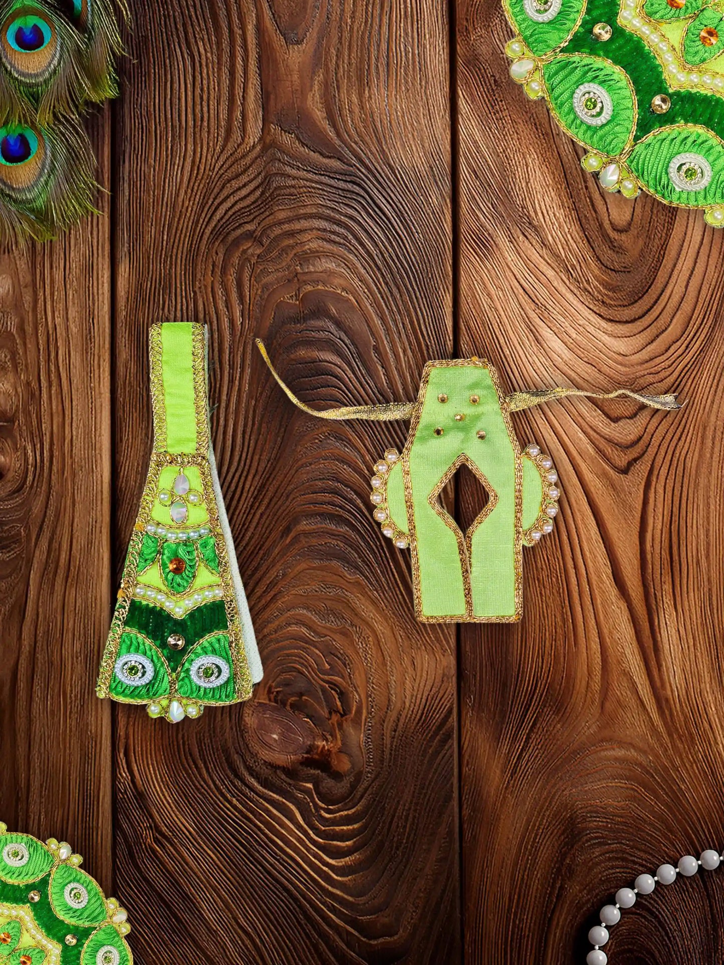 ethereal green laddu bal gopal thakur kanha ji poshak dress