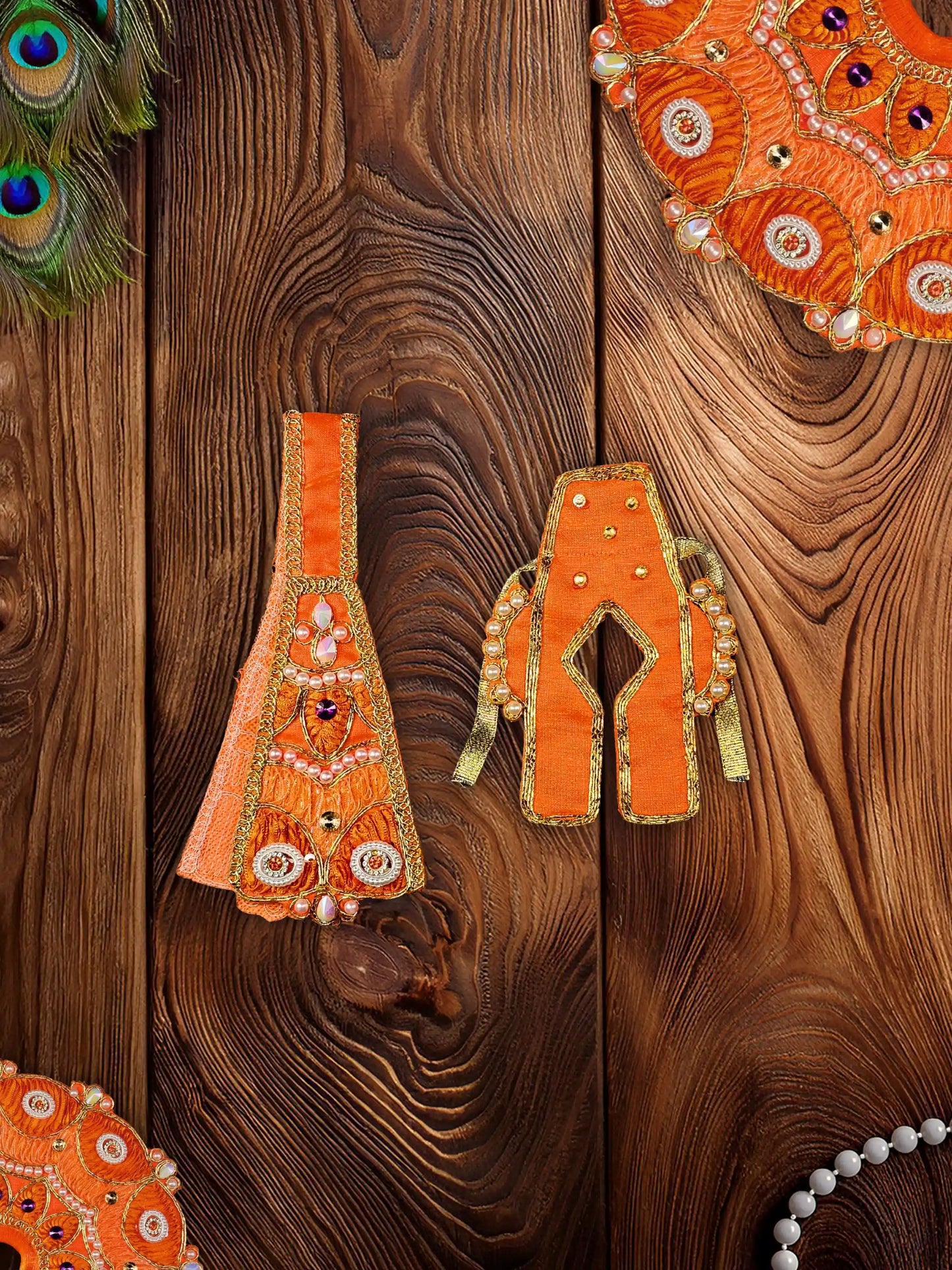ethereal orange laddu bal thakur kanha ji poshak dress