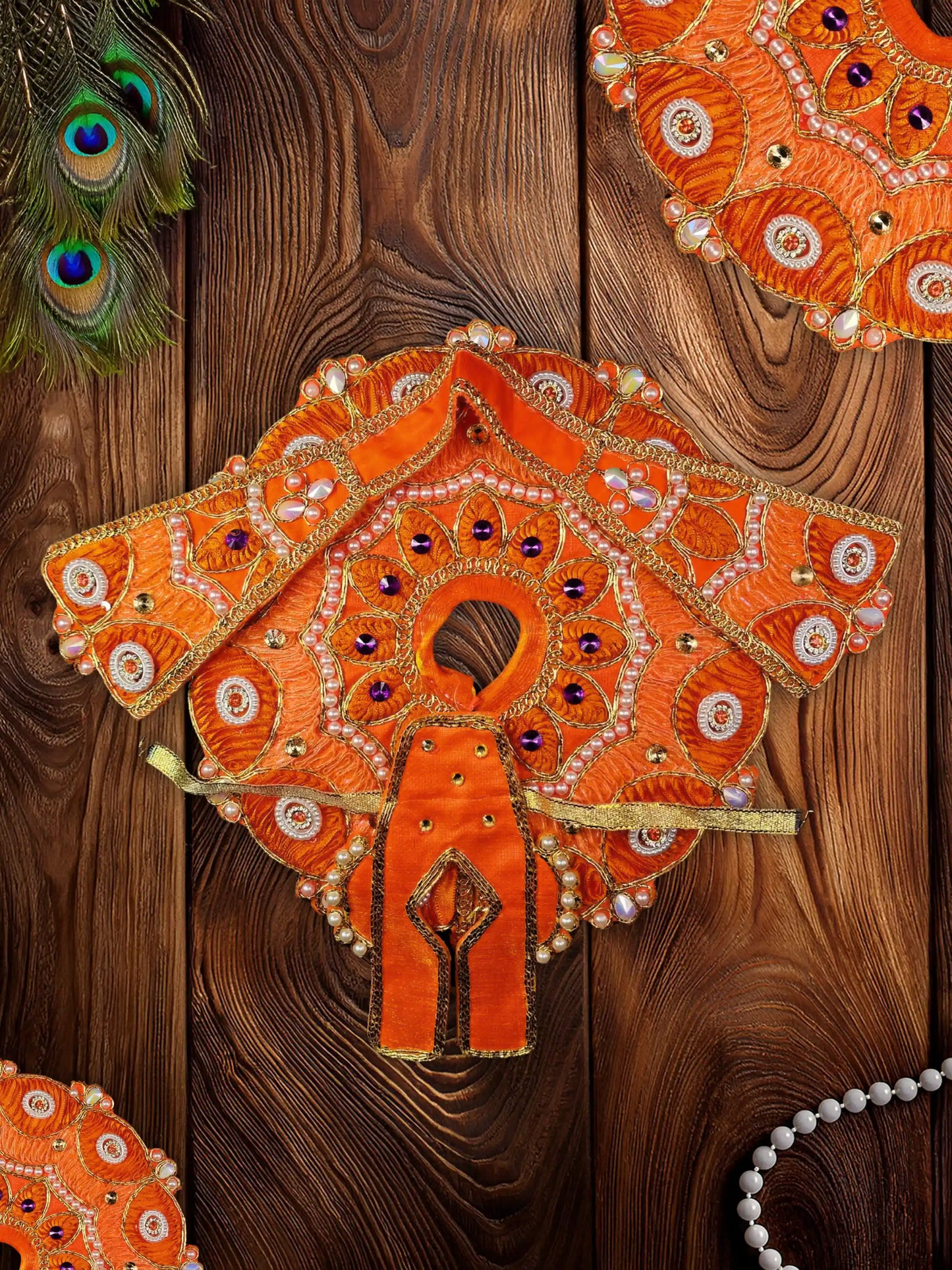 ethereal orange laddu bal gopal thakur kanha ji poshak dress