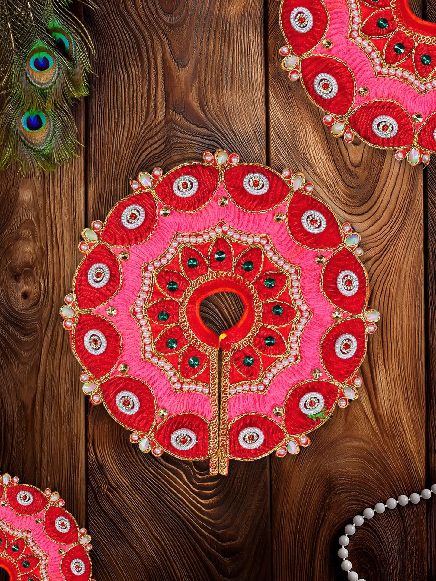 ethereal red laddu bal gopal thakur kanha ji poshak dress