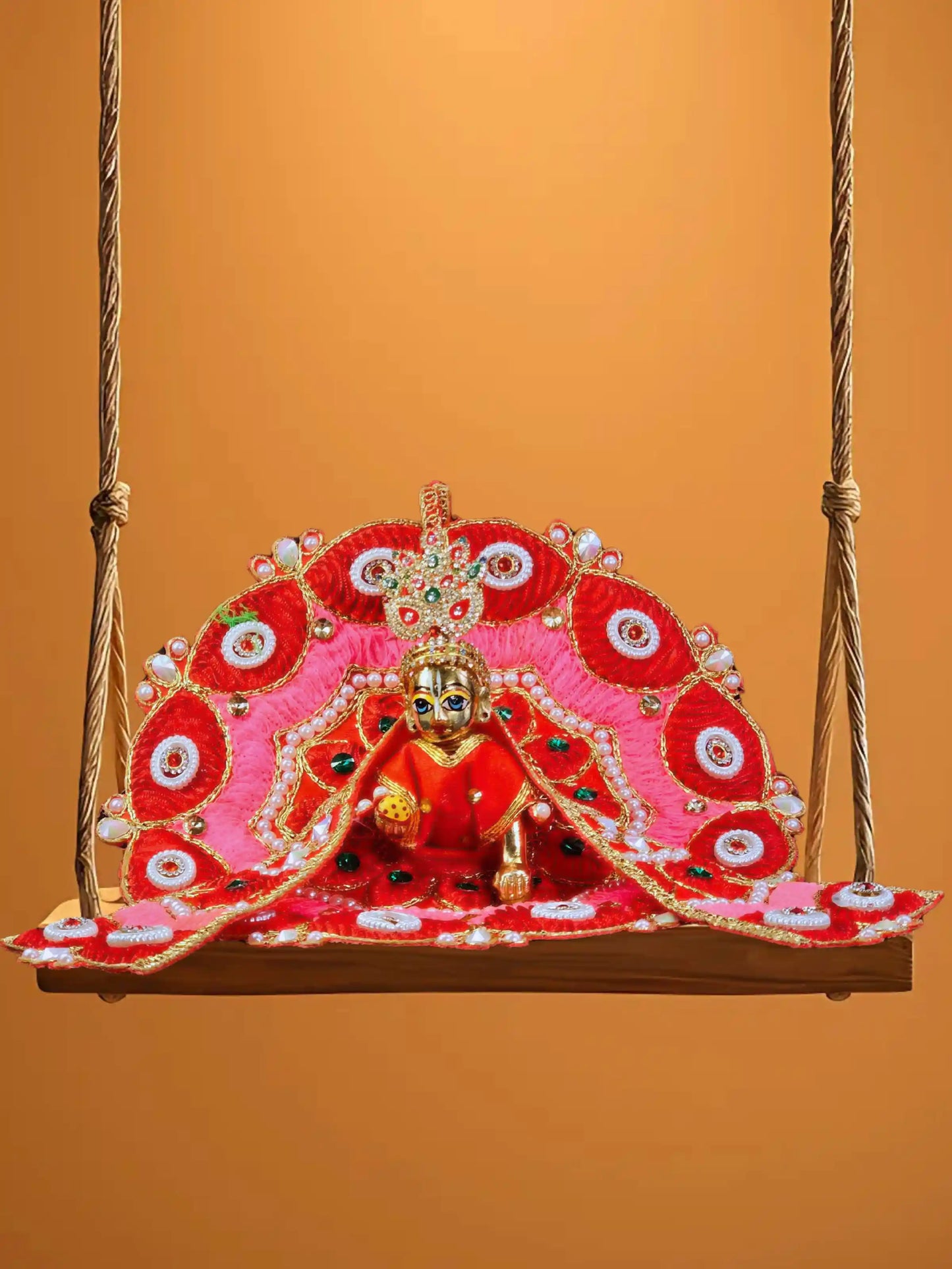 ethereal red laddu bal gopal thakur kanha ji poshak dress