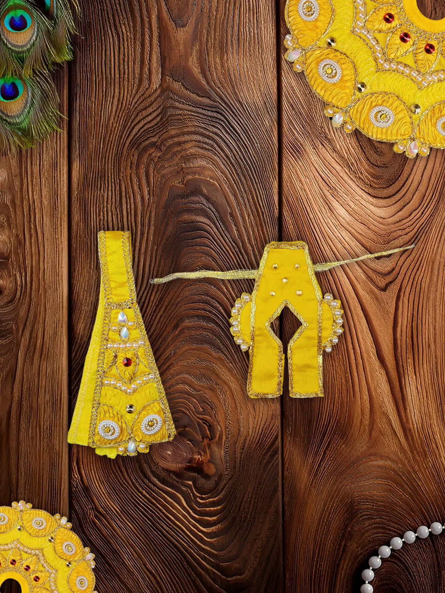 ethereal yellow laddu bal gopal thakur kanha ji poshak dress