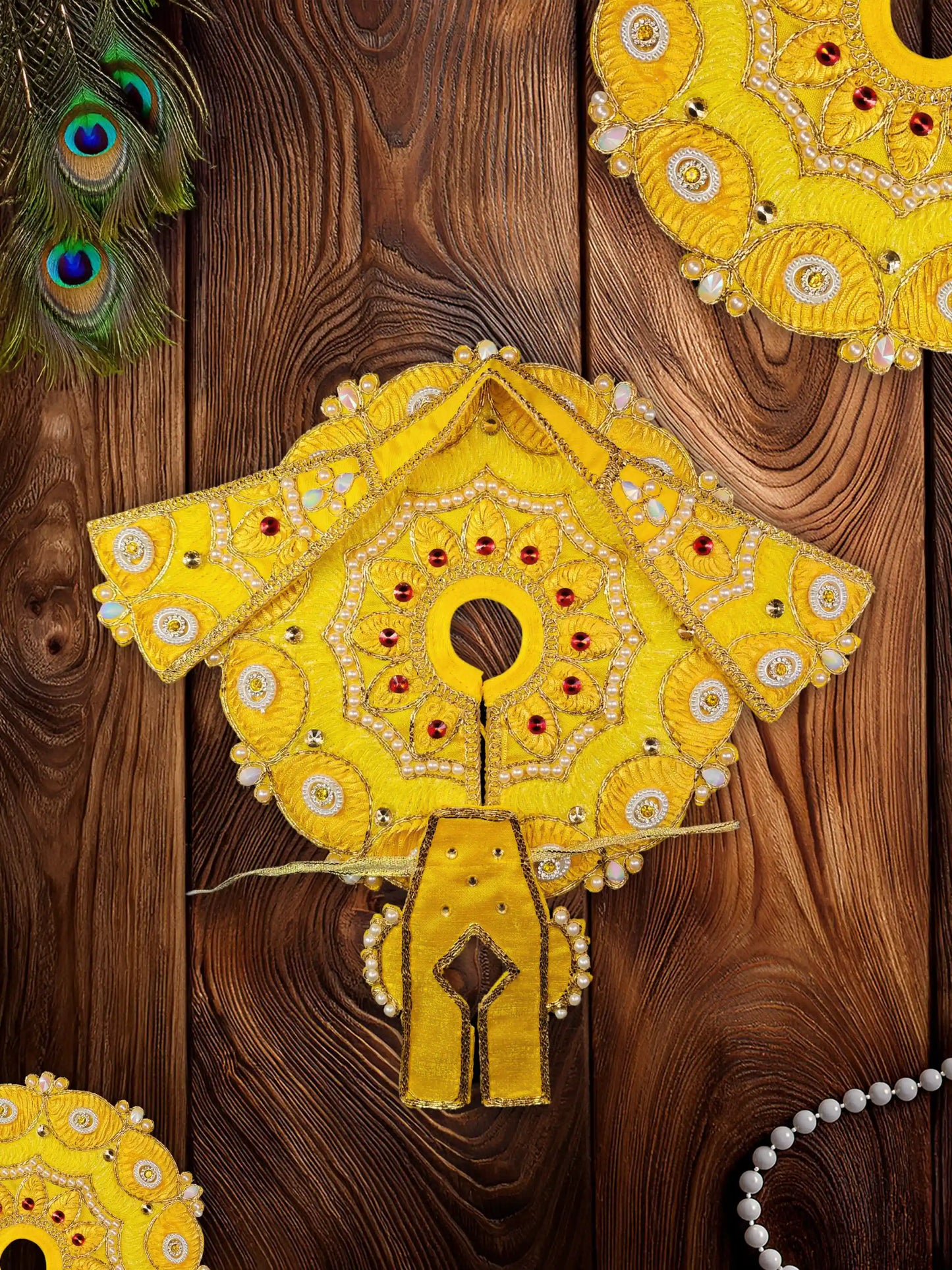 ethereal yellow laddu bal gopal thakur kanha ji poshak dress