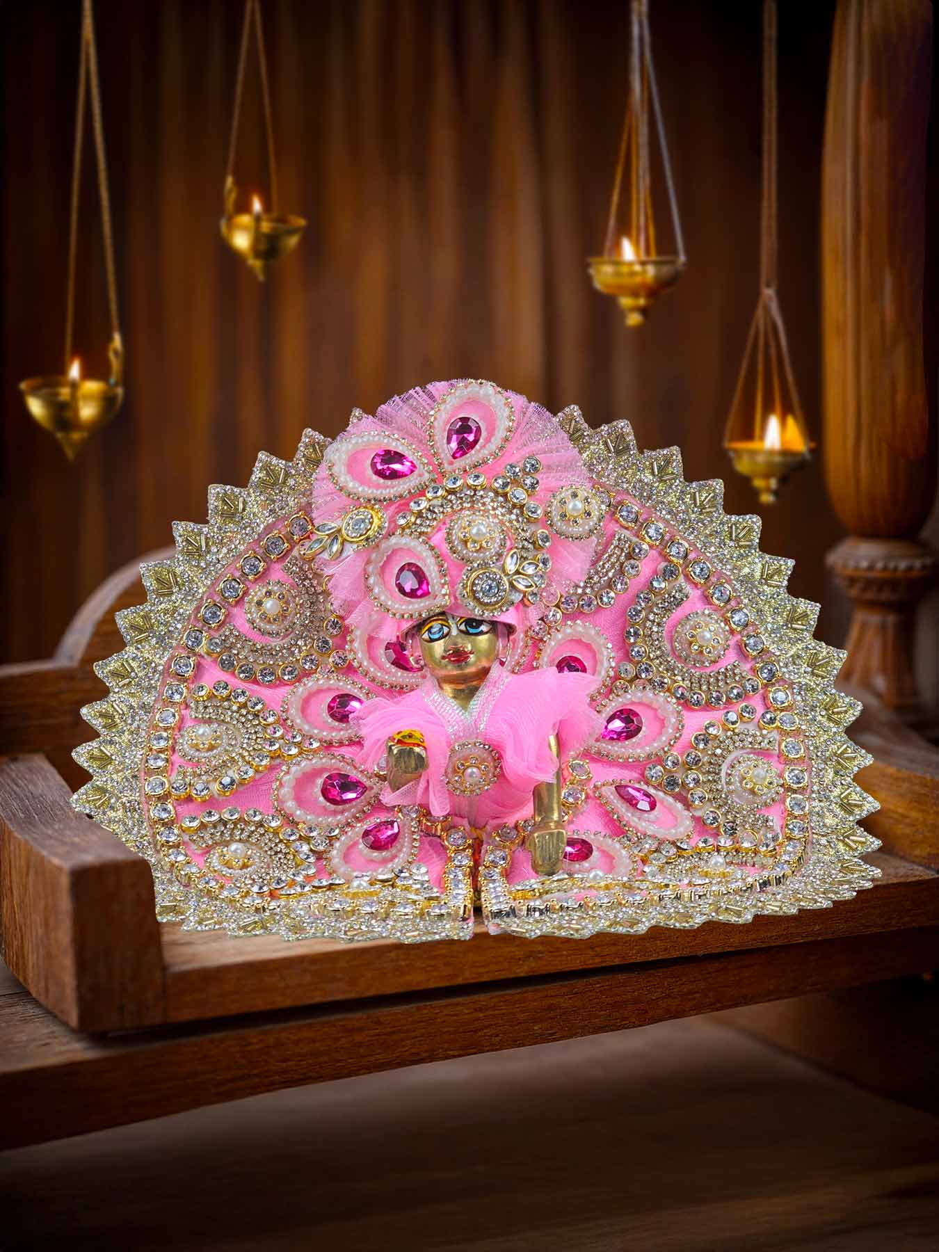 gulabi mohini Heavy dress laddu gopal thakurji kanha ji bal om poshak mathura online best