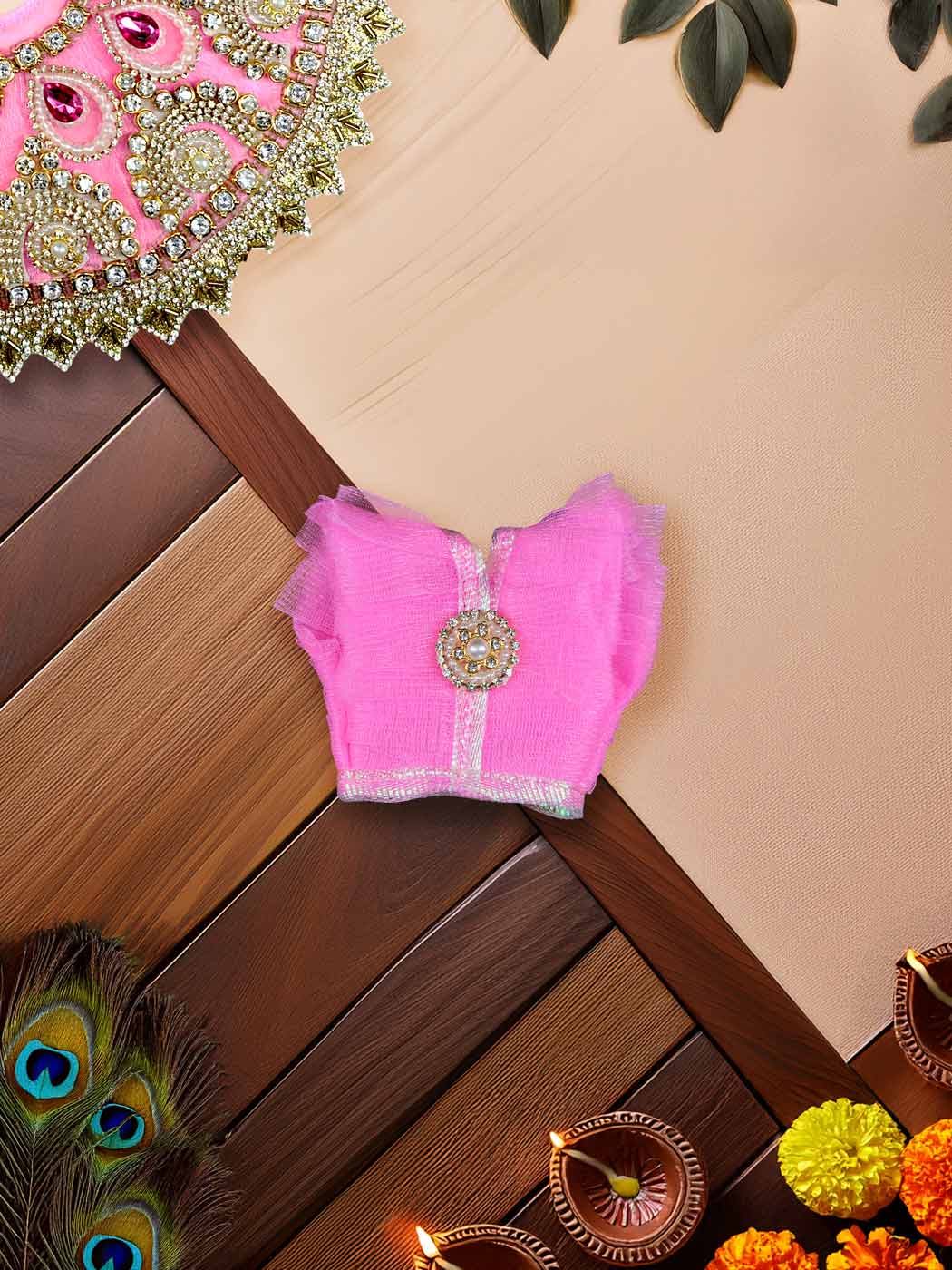 gulabi mohini Heavy dress laddu gopal thakurji kanha ji bal om poshak mathura online best