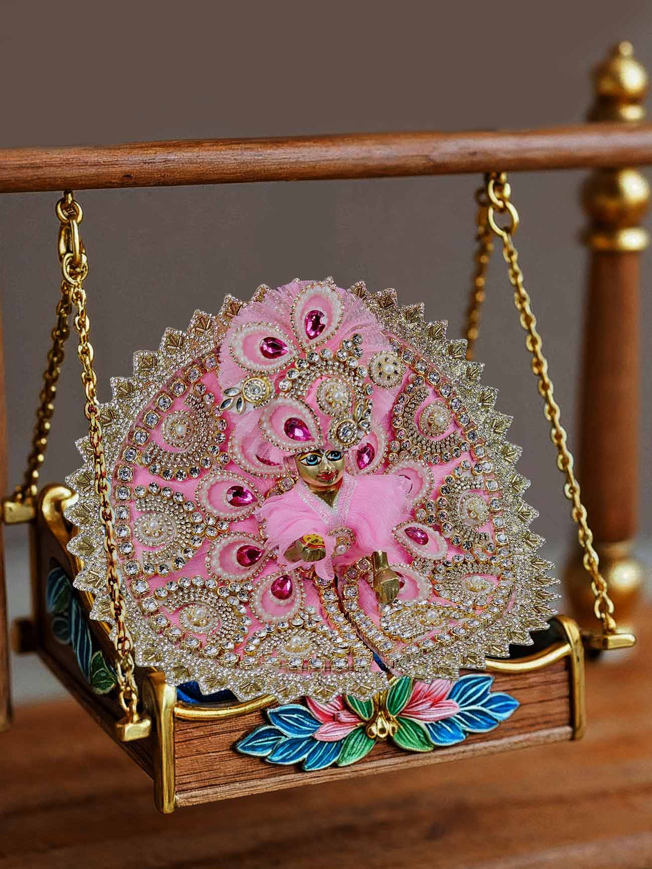 gulabi mohini Heavy dress laddu gopal thakurji kanha ji bal om poshak mathura online best