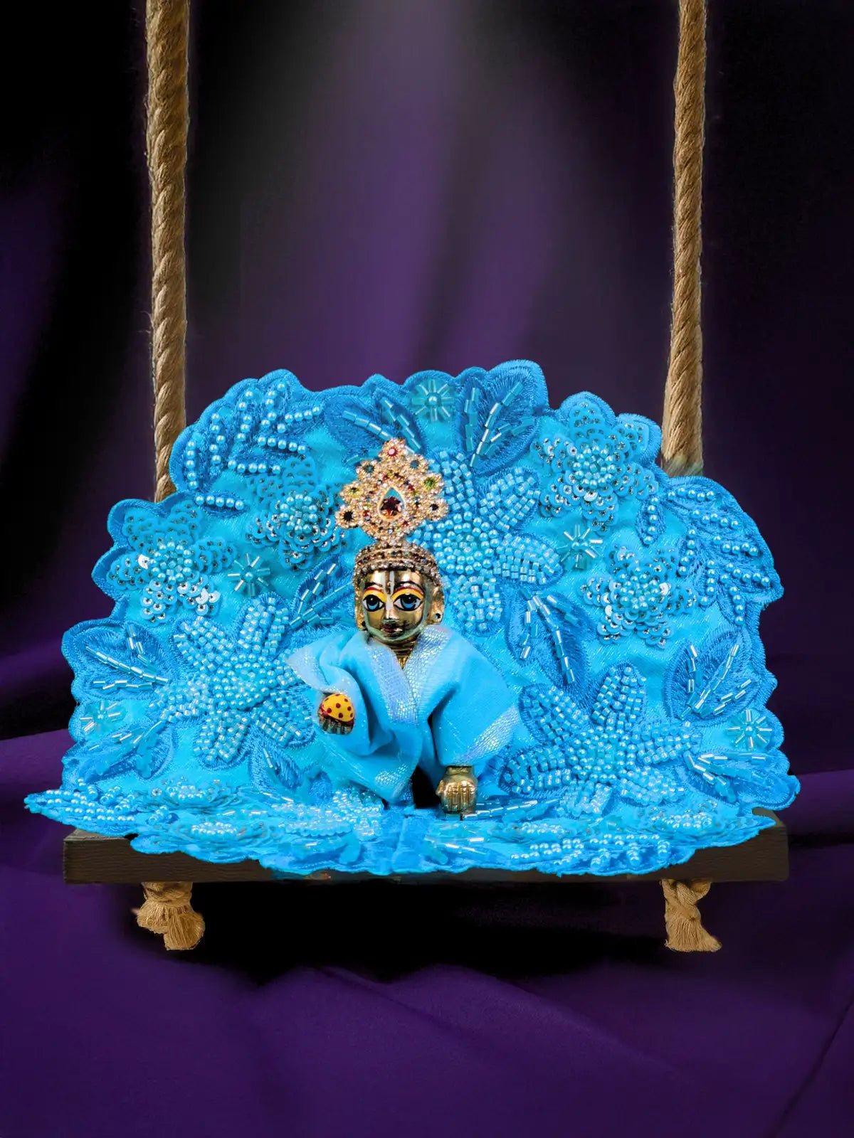 majestic aura blue dress laddu gopal thakurji kanha ji bal om poshak mathura premium online