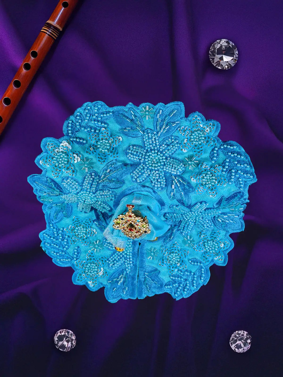 majestic aura blue dress laddu gopal thakurji kanha ji bal om poshak mathura premium online