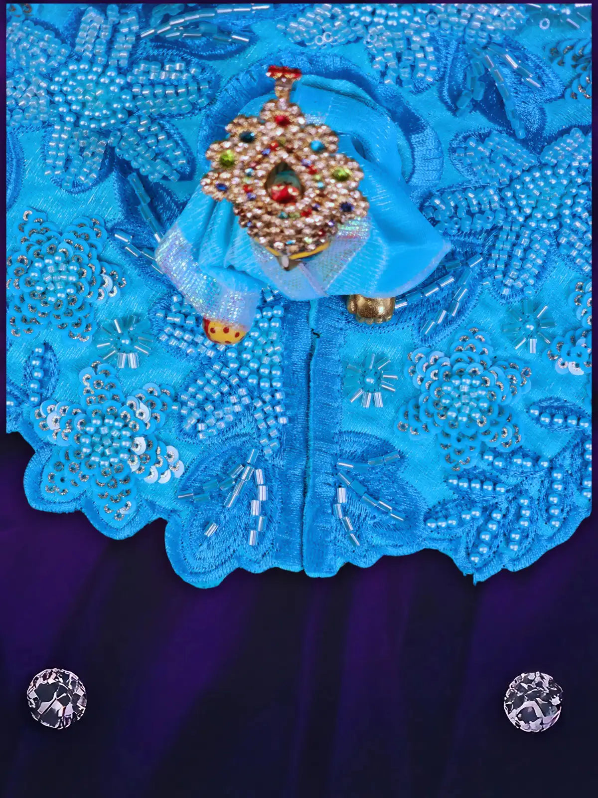 majestic aura blue dress laddu gopal thakurji kanha ji bal om poshak mathura premium online