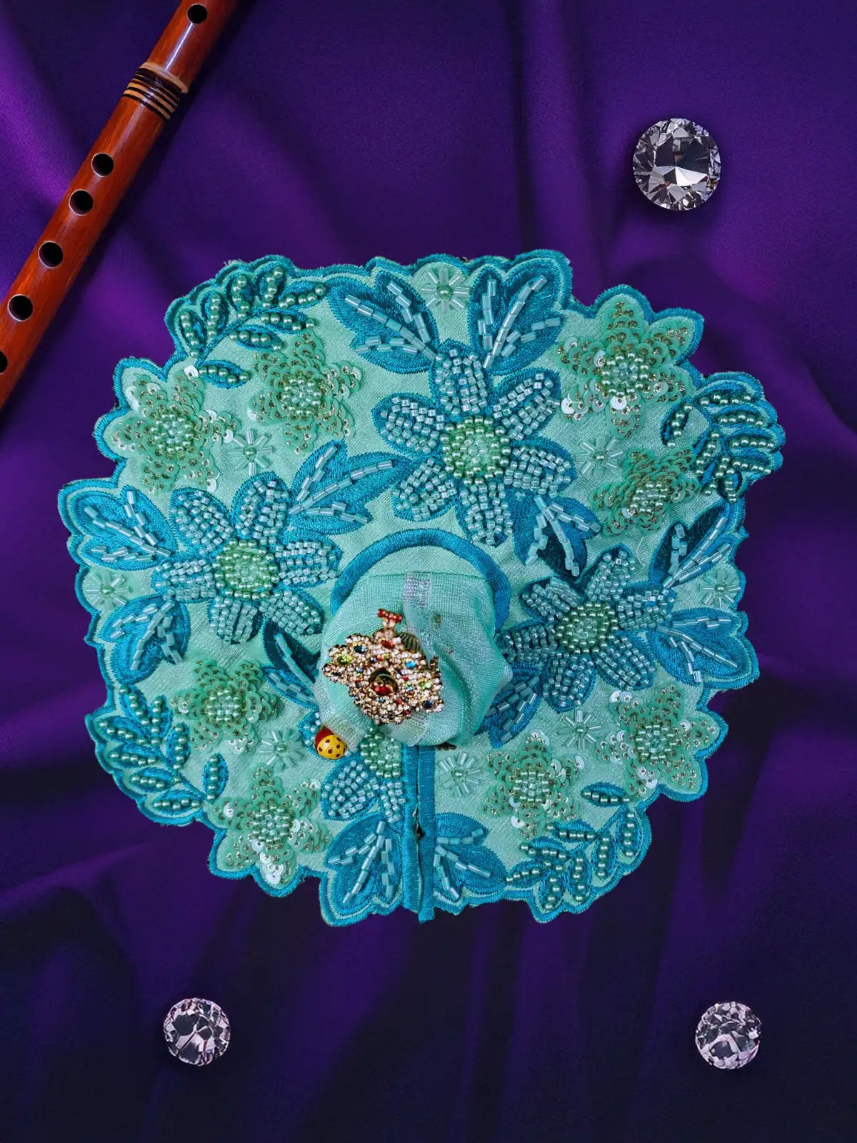 majestic aura green dress laddu gopal thakurji kanha ji bal om poshak mathura premium online