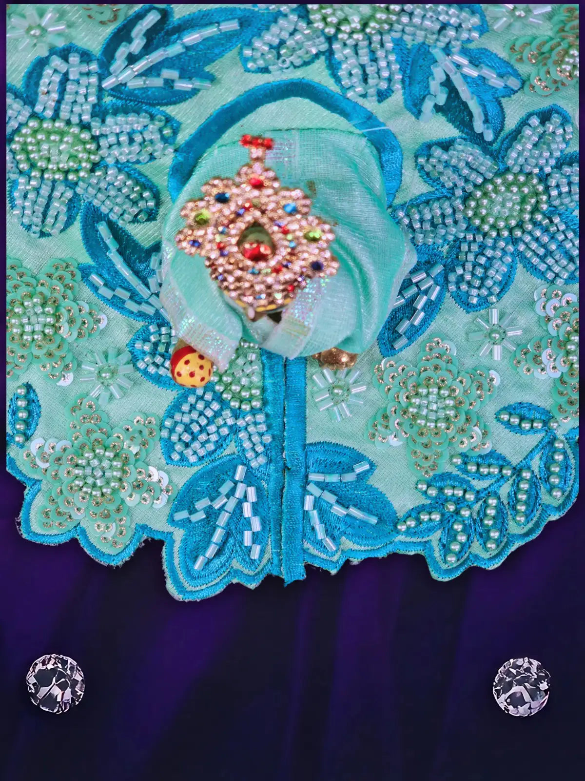 majestic aura green dress laddu gopal thakurji kanha ji bal om poshak mathura premium online
