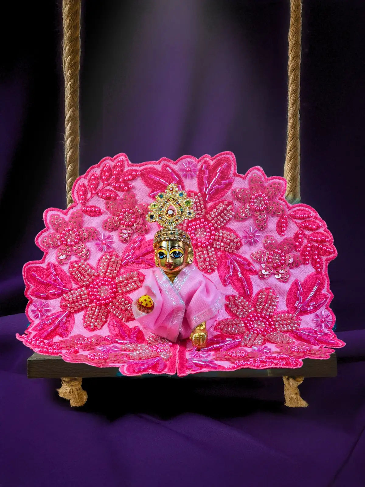 majestic aura pink dress laddu gopal thakurji kanha ji bal om poshak mathura premium online