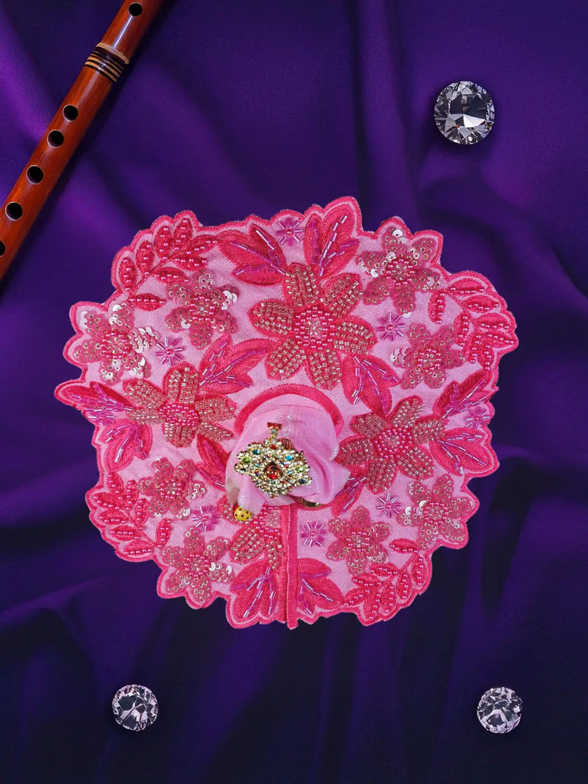 majestic aura pink dress laddu gopal thakurji kanha ji bal om poshak mathura premium online 3
