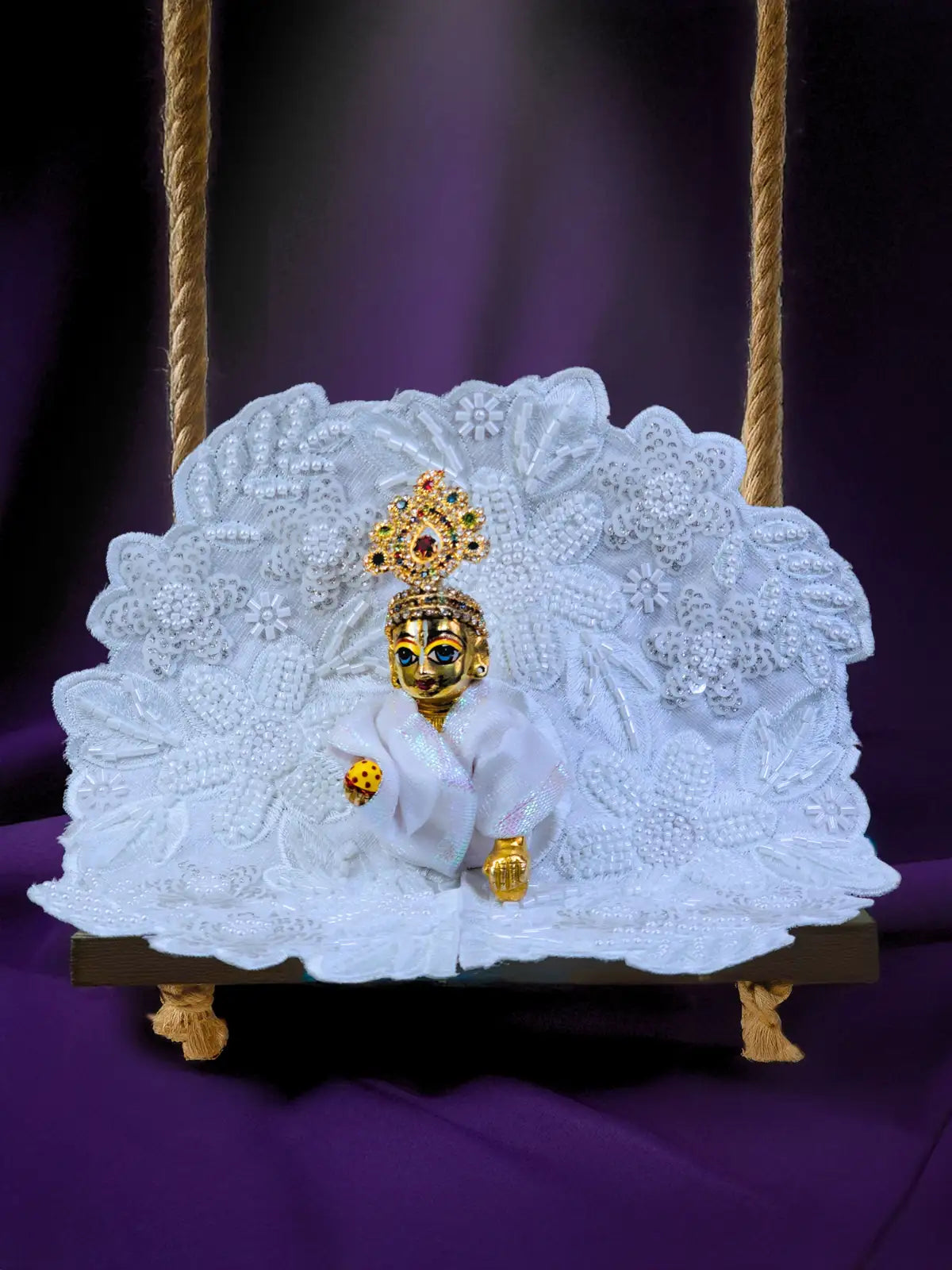 majestic aura white dress laddu gopal thakurji kanha ji bal om poshak mathura premium online