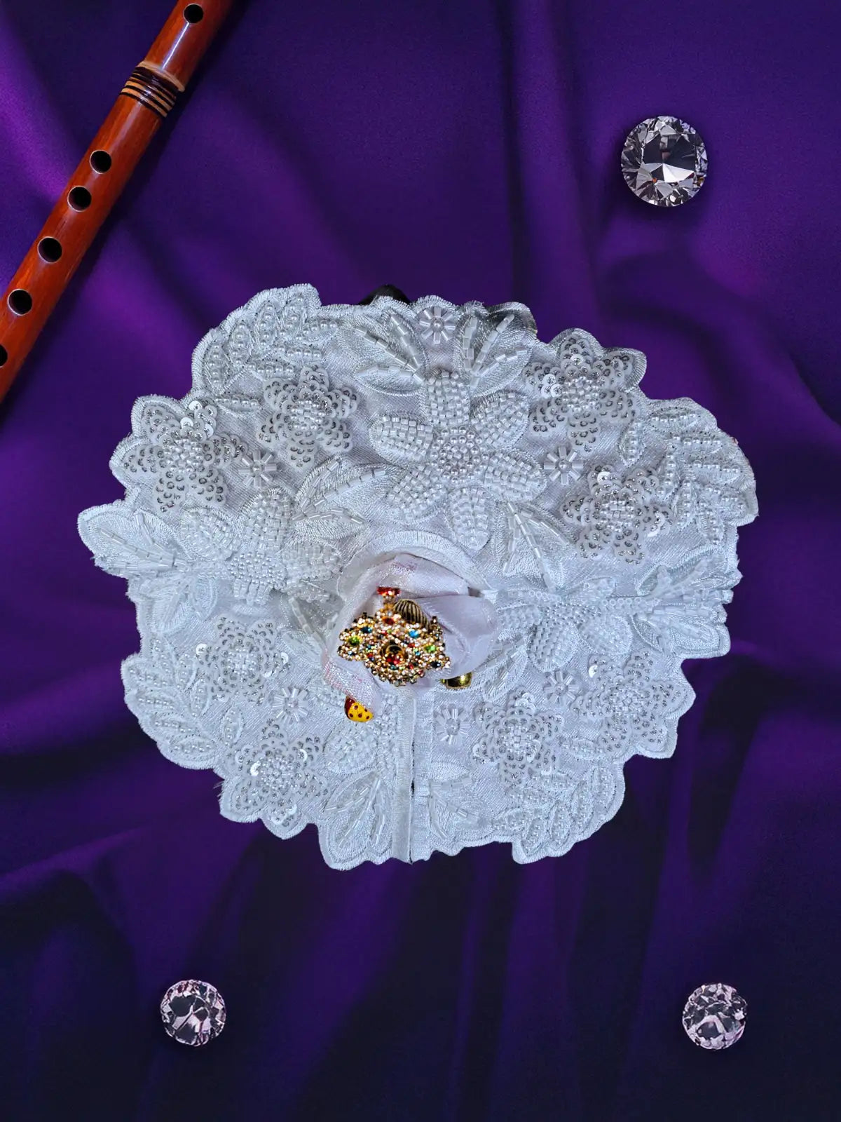 majestic aura white dress laddu gopal thakurji kanha ji bal om poshak mathura premium online