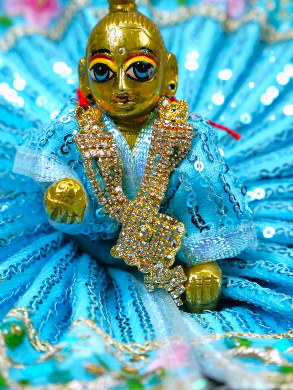 mala white stone shringar Diwali Janmashtami dress ladoo dresses laddu gopal dress thakurji kanha ji bal om poshak mathura online best mandir wholesaler manufacturer