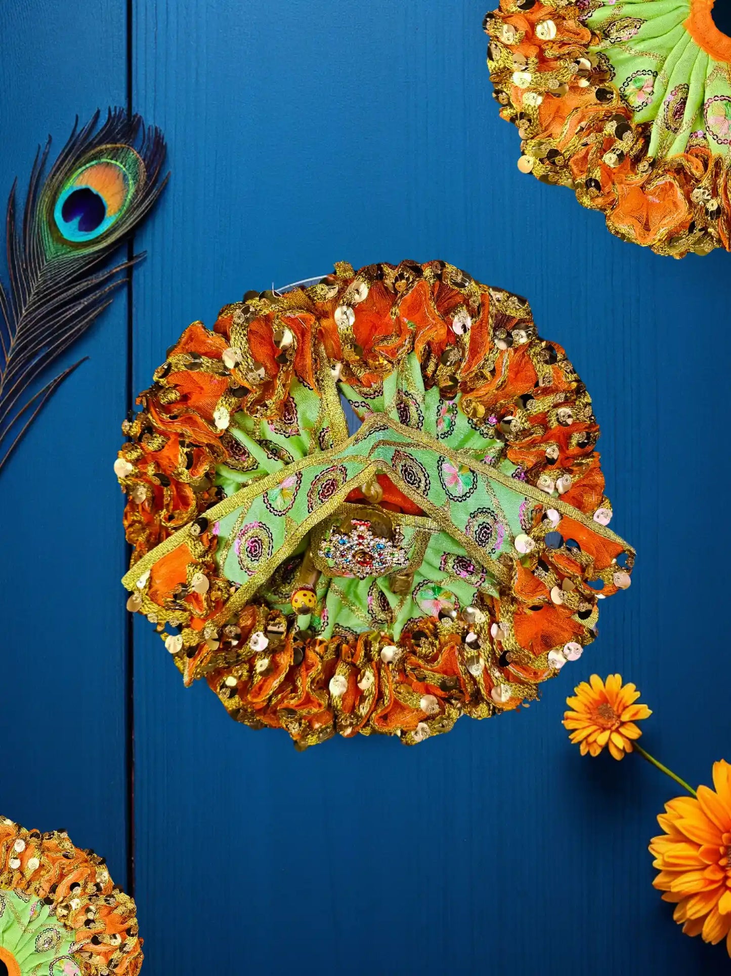 megh green poshak dress laddu gopal thakurji kanha ji bal om poshak mathura online