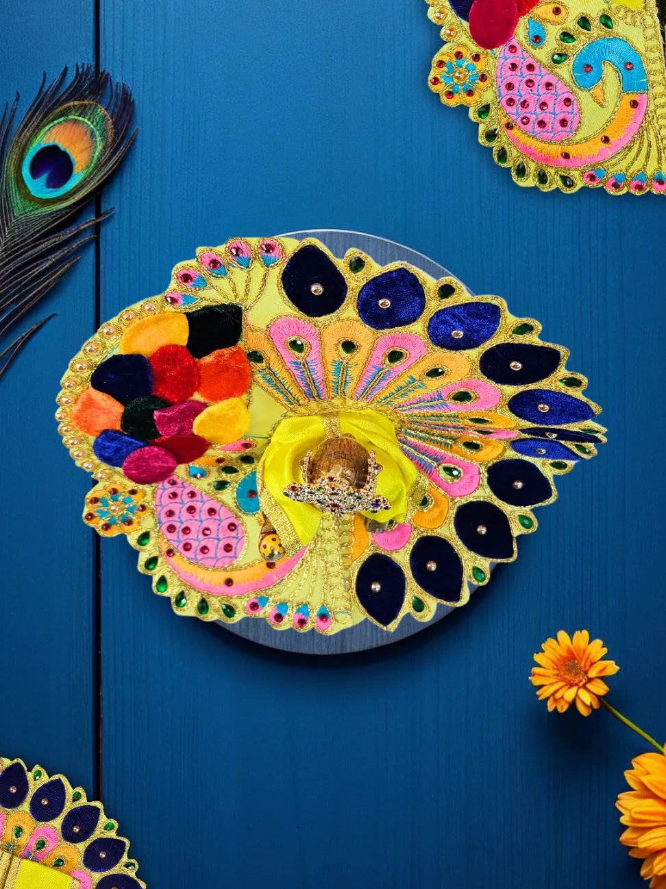 mor yellow poshak dress laddu gopal thakurji kanha ji bal om poshak mathura online