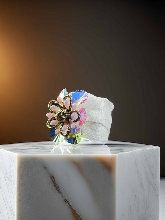 Navratri Shwet White Divya Poshak with Mukut For Kanha Ji