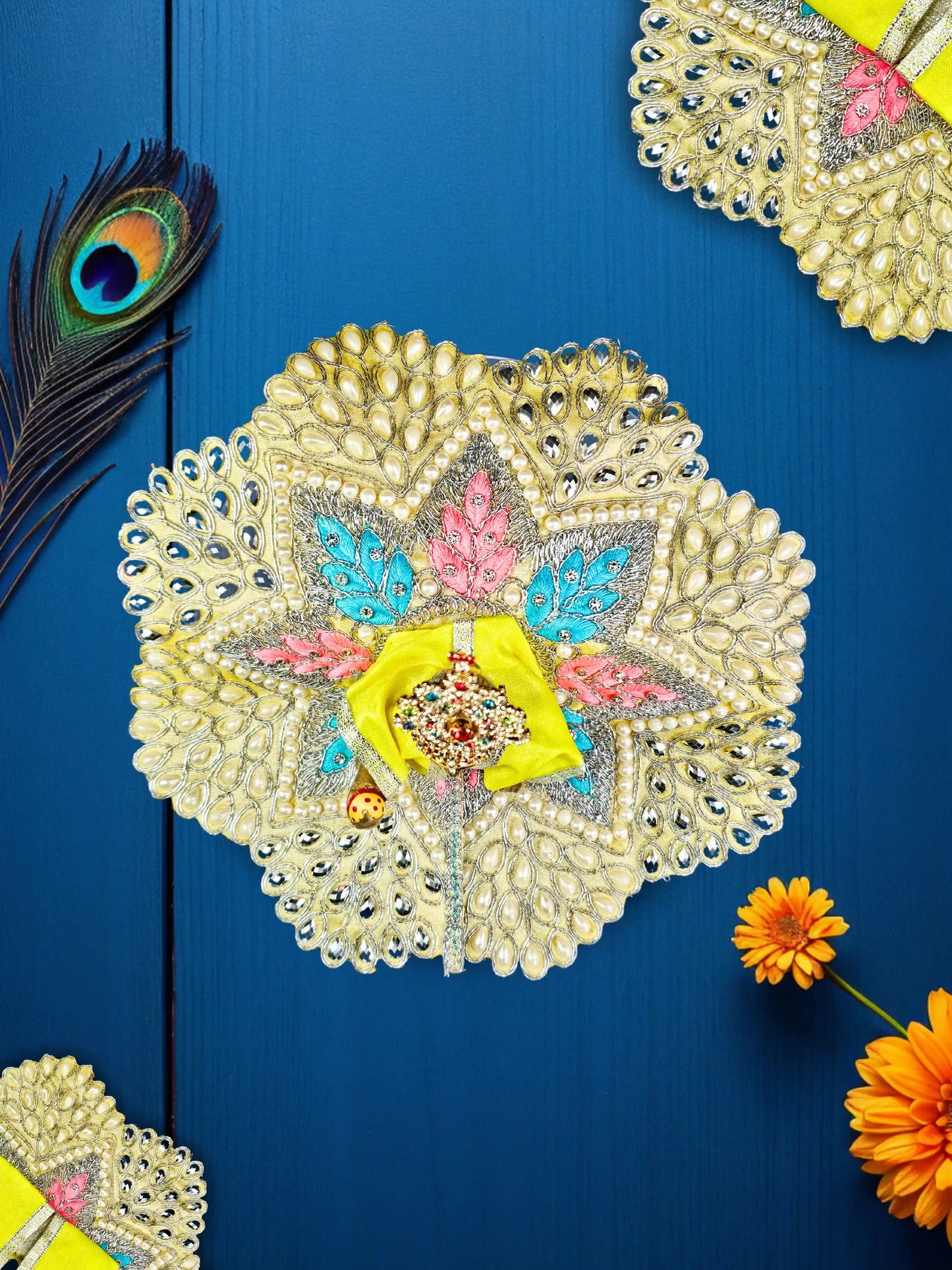pearl yellow laddu gopal kanha thakur ji Poshak