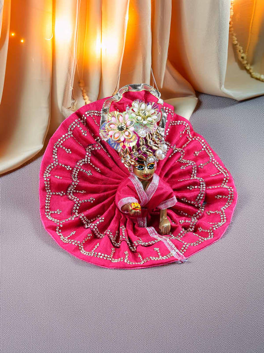 pink saare dresses laddu gopal thakurji kanha ji bal om poshak mathura online best Janmashtami
dress
