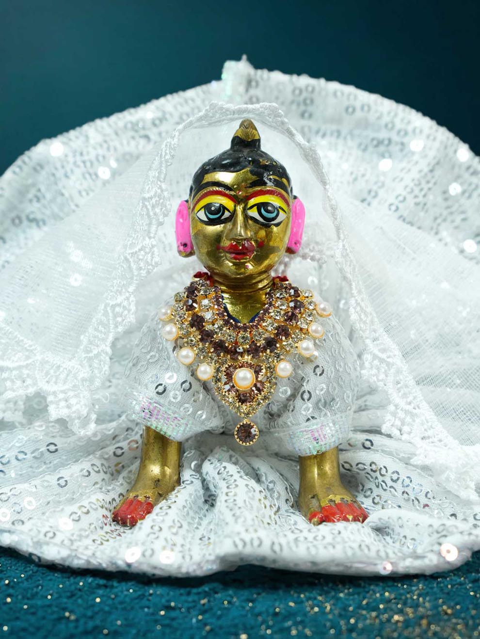 radha rani shringar mala necklace haar purple Diwali Janmashtami dress ladoo dresses laddu gopal dress thakurji kanha ji bal om poshak mathura online best mandir wholesaler manufacturer