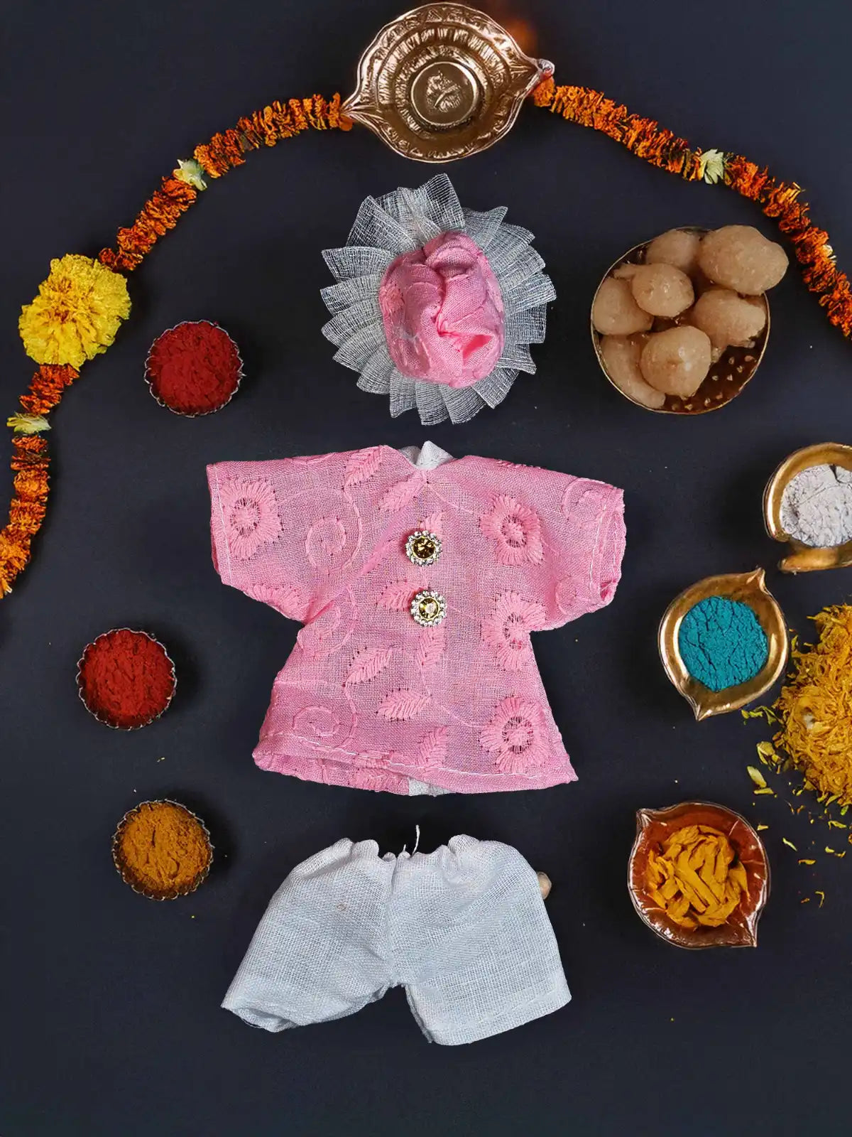 roshan pink kurta pajama poshak dress laddu gopal thakurji kanha ji bal om poshak mathura online best