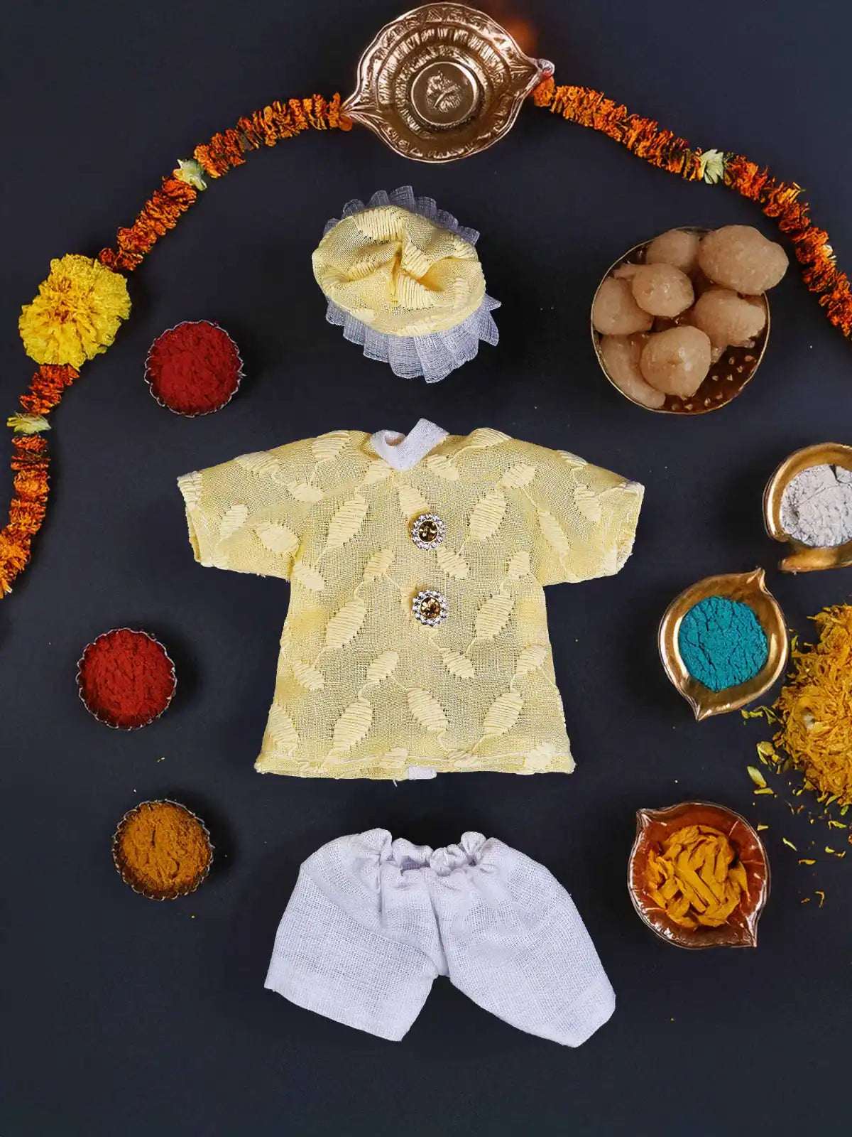 roshan yellow kurta pajama poshak dress laddu gopal thakurji kanha ji bal om poshak mathura online best