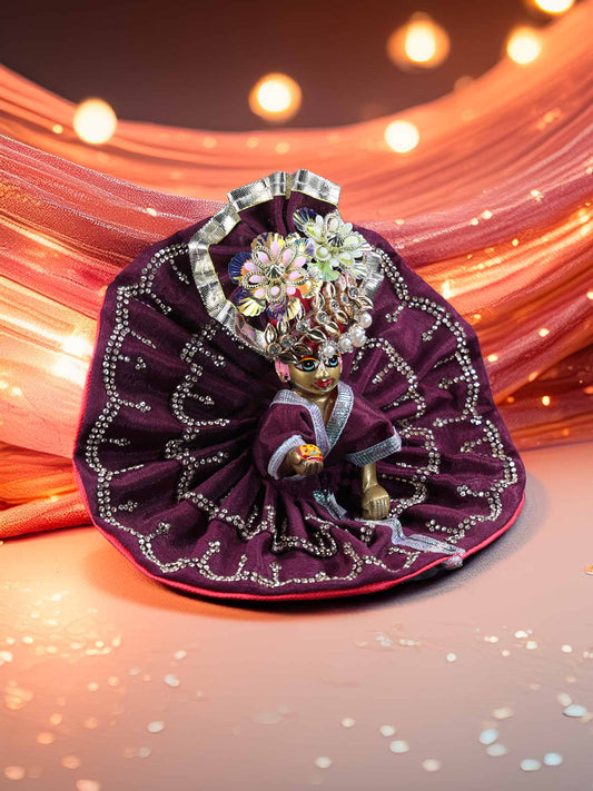 saare purple dresses laddu gopal thakurji kanha ji bal om poshak mathura online best Janmashtami dress