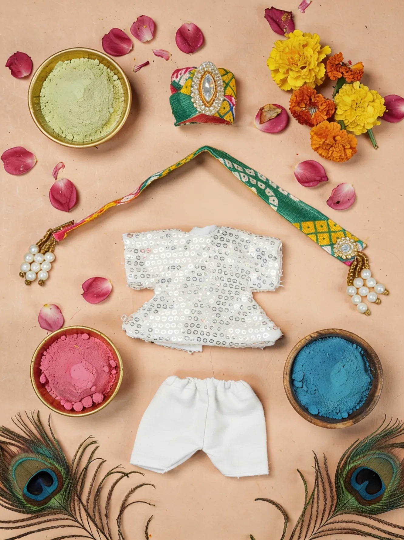 shri braj holi kurta pajama Diwali Janmashtami dress ladoo dresses laddu gopal dress thakurji kanha ji bal om poshak mathura online best mandir wholesaler manufacturer