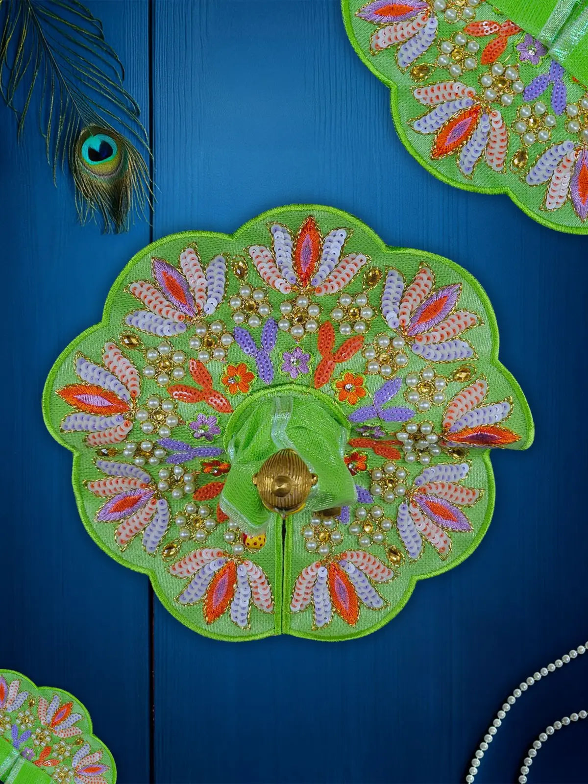 sunlit green dresses laddu gopal thakurji kanha ji bal om poshak mathura online best Janmashtami
