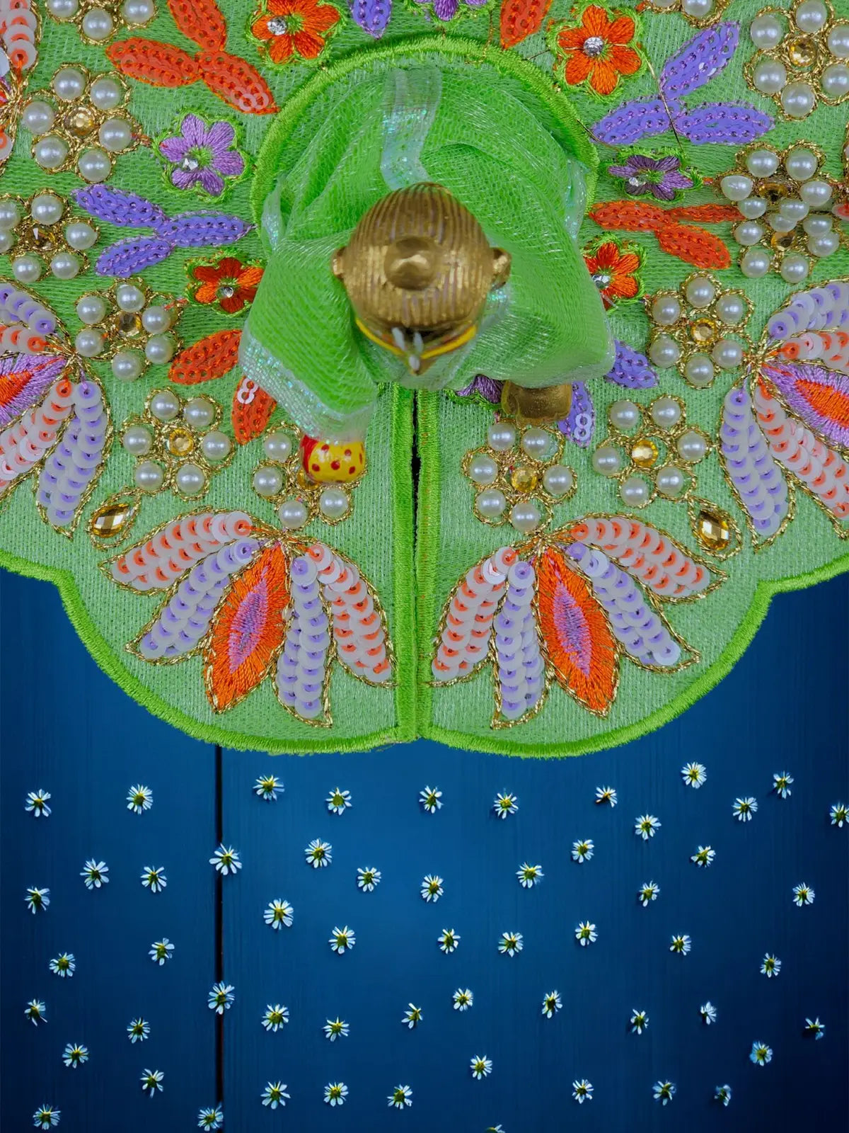 sunlit green dresses laddu gopal thakurji kanha ji bal om poshak mathura online best Janmashtami