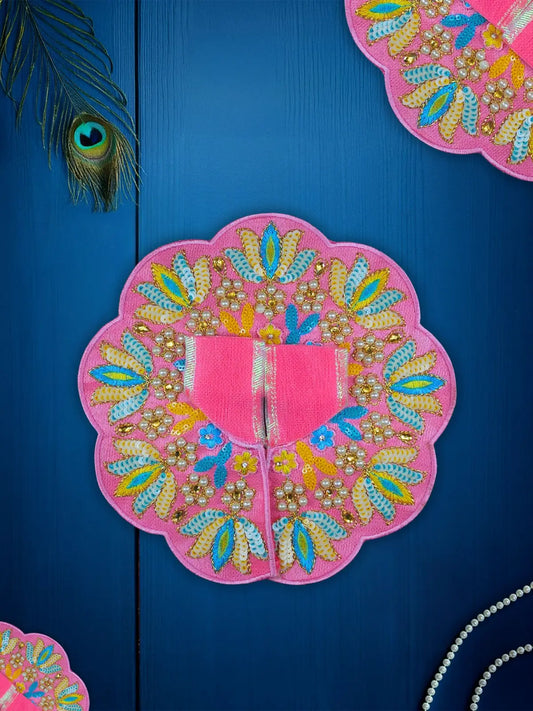 sunlit pink dresses laddu gopal thakurji kanha ji bal om poshak mathura online best Janmashtami