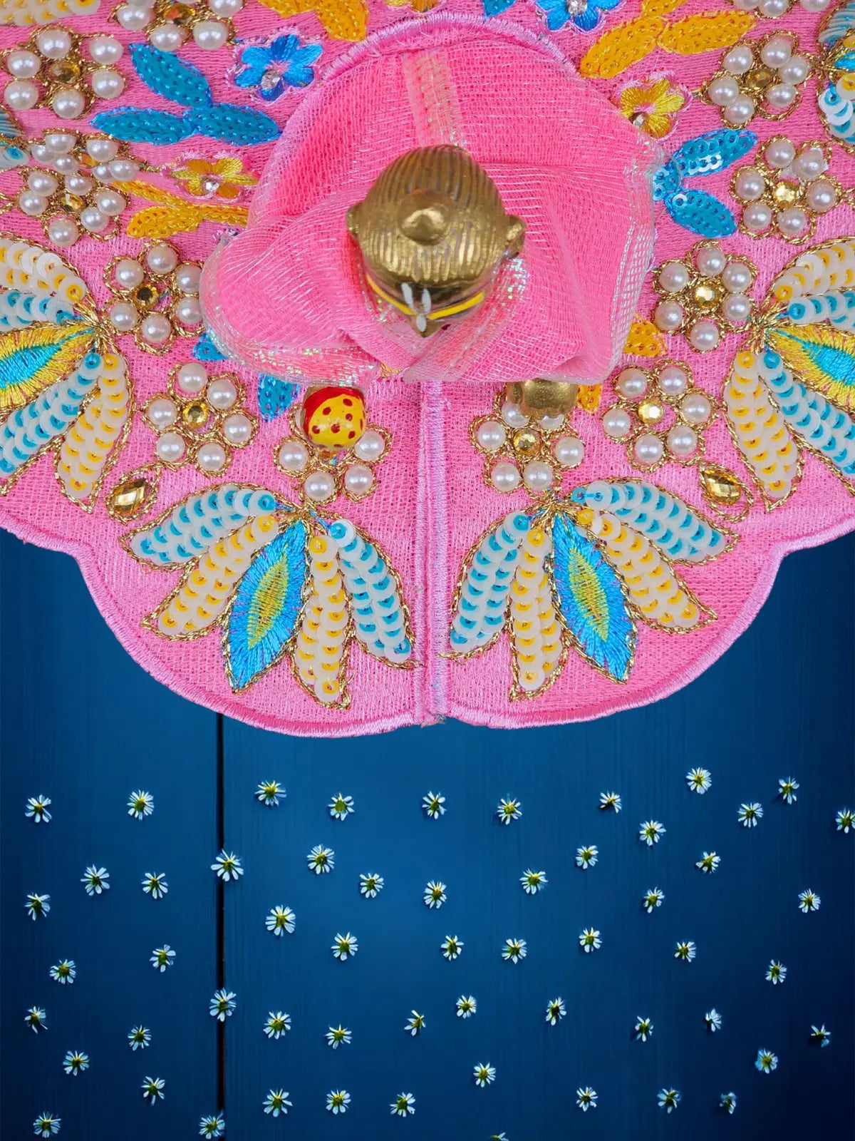 sunlit pink dresses laddu gopal thakurji kanha ji bal om poshak mathura online best Janmashtami